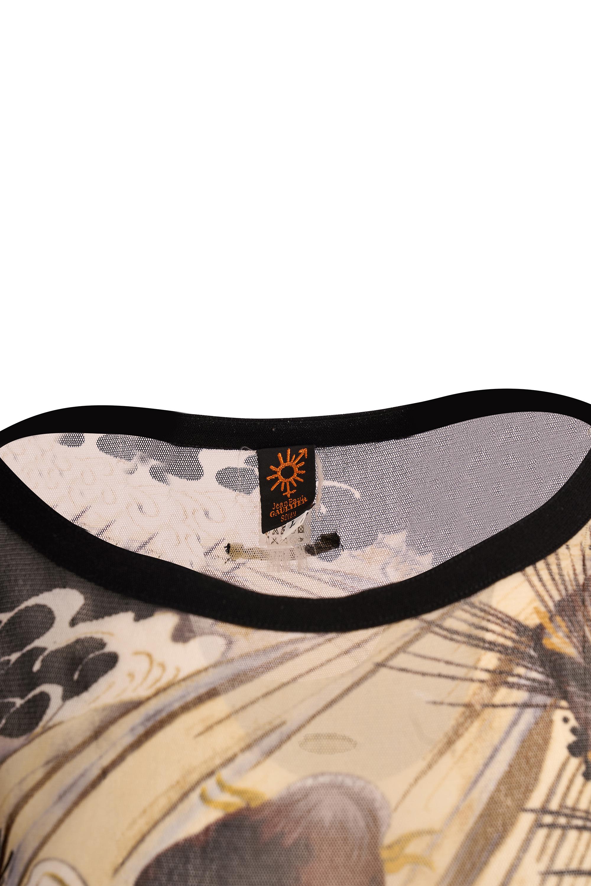 Vintage Jean Paul Gaultier Jeans 1990's Koi Fish Printed Mesh Top in vendita 1