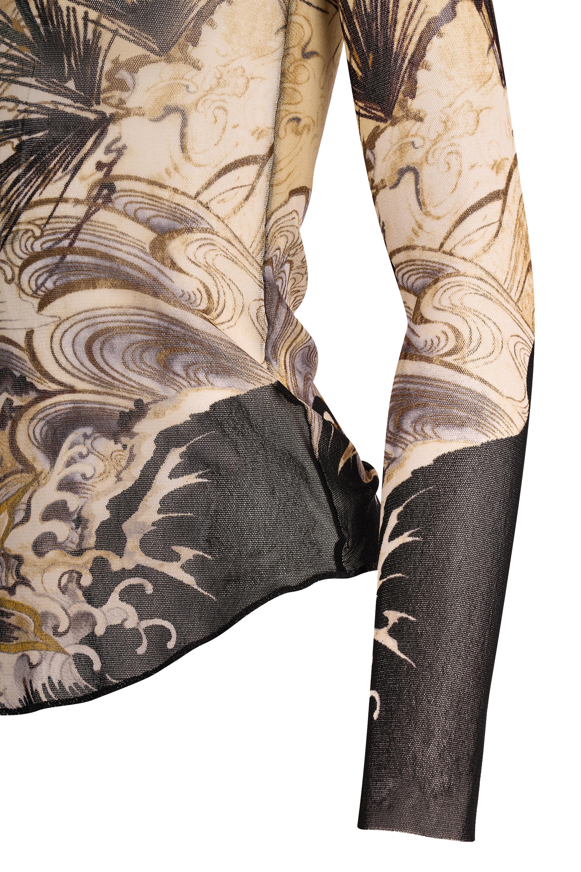 da uomo o donna Vintage Jean Paul Gaultier Jeans 1990's Koi Fish Printed Mesh Top in vendita