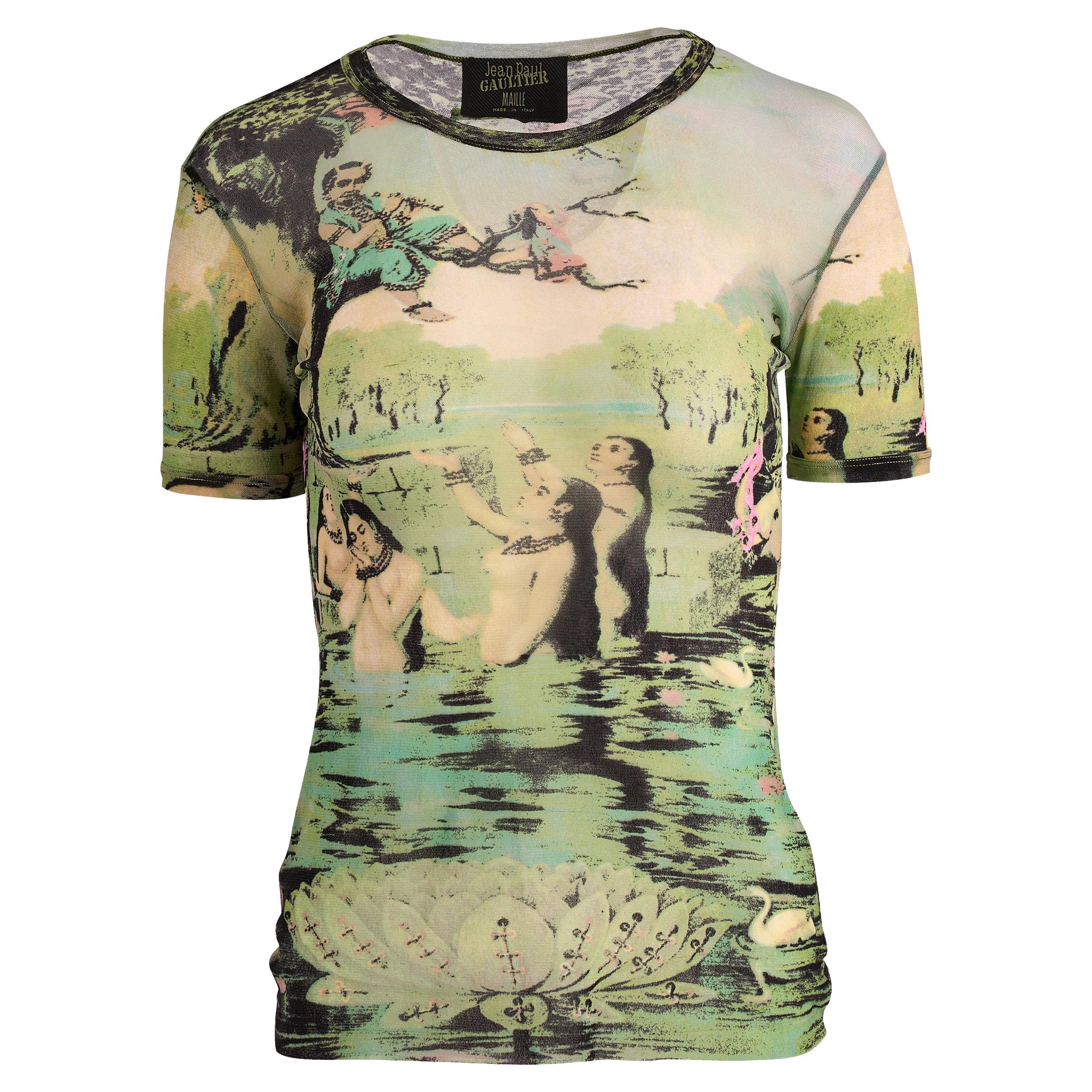 Vintage Jean Paul Gaultier 1998 Krishna Mesh Print Top in vendita