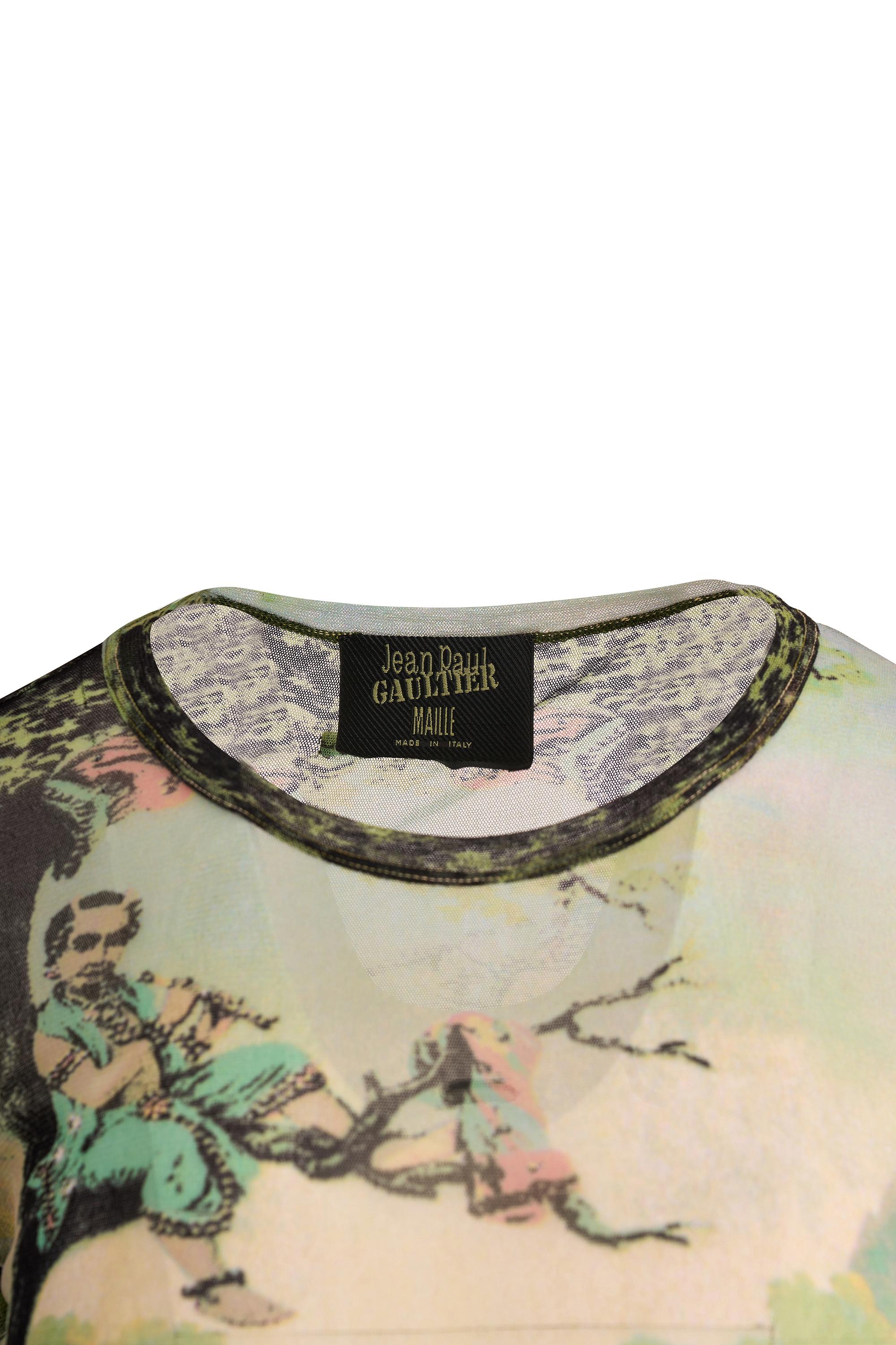 Vintage Jean Paul Gaultier 1998 Krishna Mesh Print Top in vendita 1