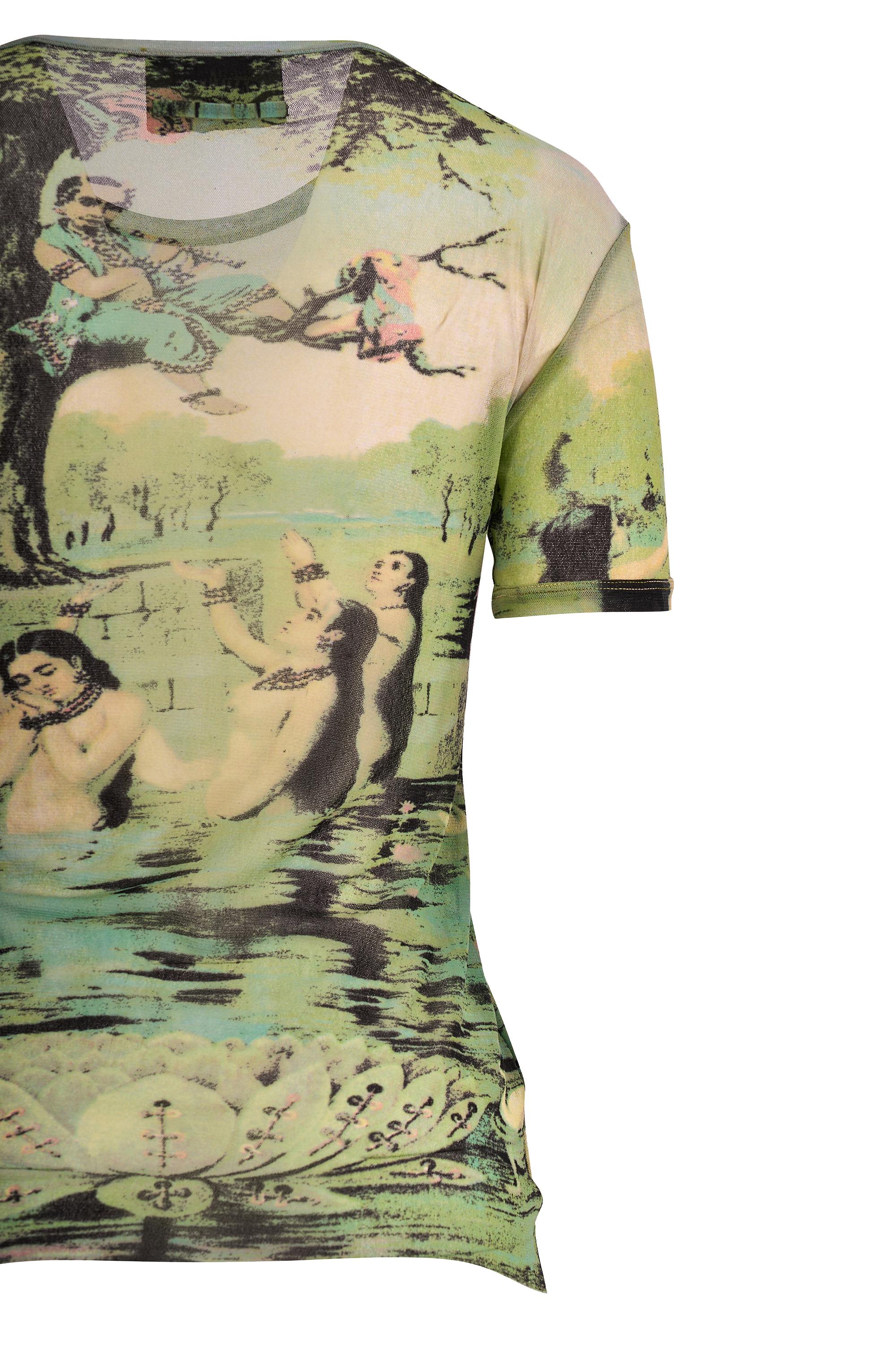 da uomo o donna Vintage Jean Paul Gaultier 1998 Krishna Mesh Print Top in vendita