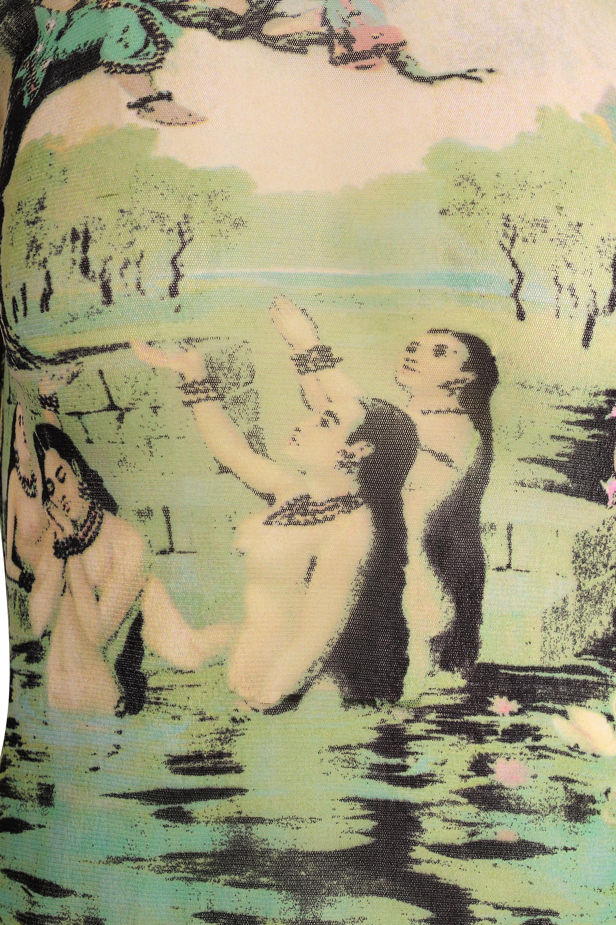 Vintage Jean Paul Gaultier 1998 Krishna Mesh Print Top In condizioni ottime in vendita a London, GB