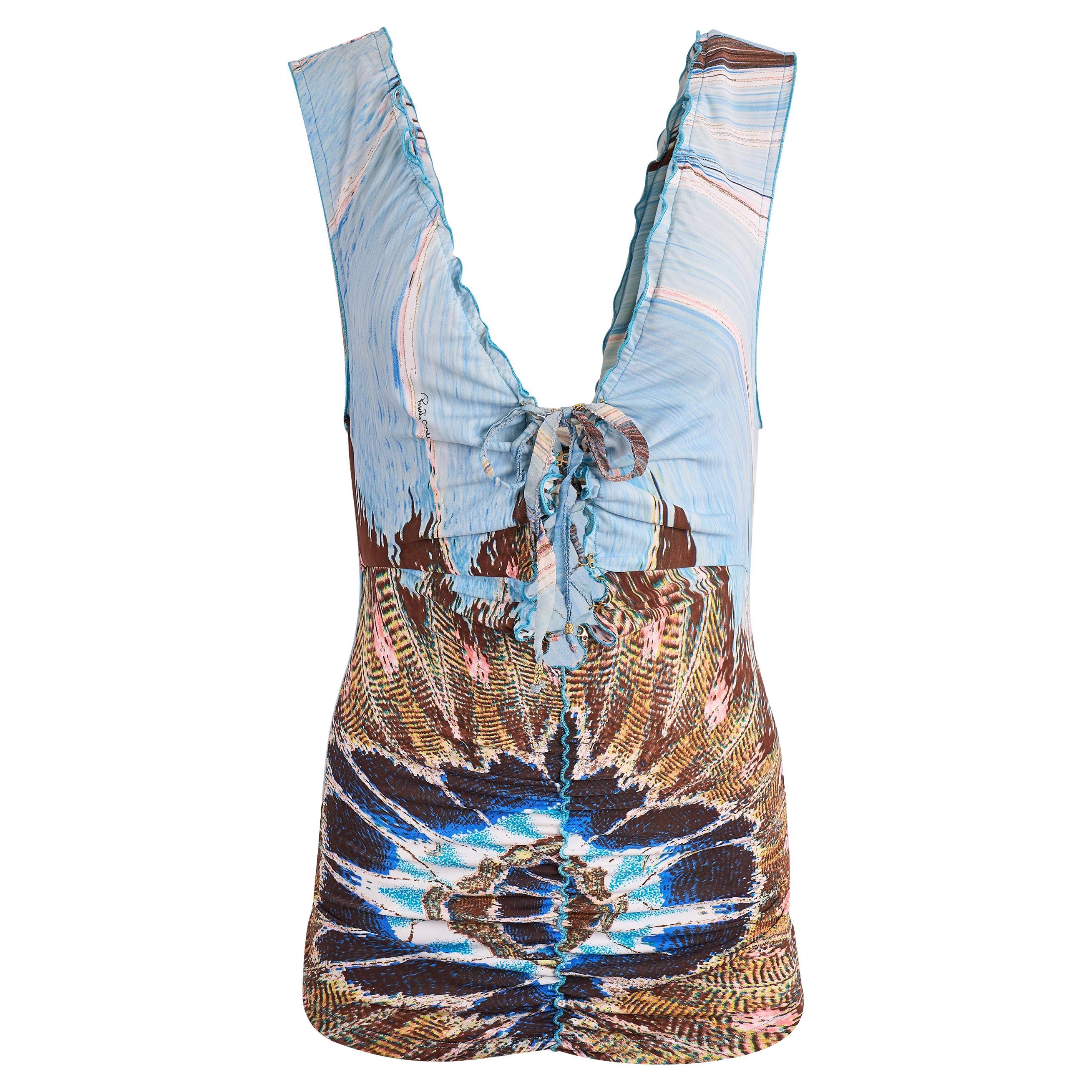 Top con stampa di piume Roberto Cavalli P/E 2004