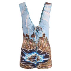 Roberto Cavalli S/S 2004 Runway Feather Print Top
