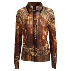 Vintage Jean Paul Gaultier A/W 1998 Gothic Church Print Mesh Shirt