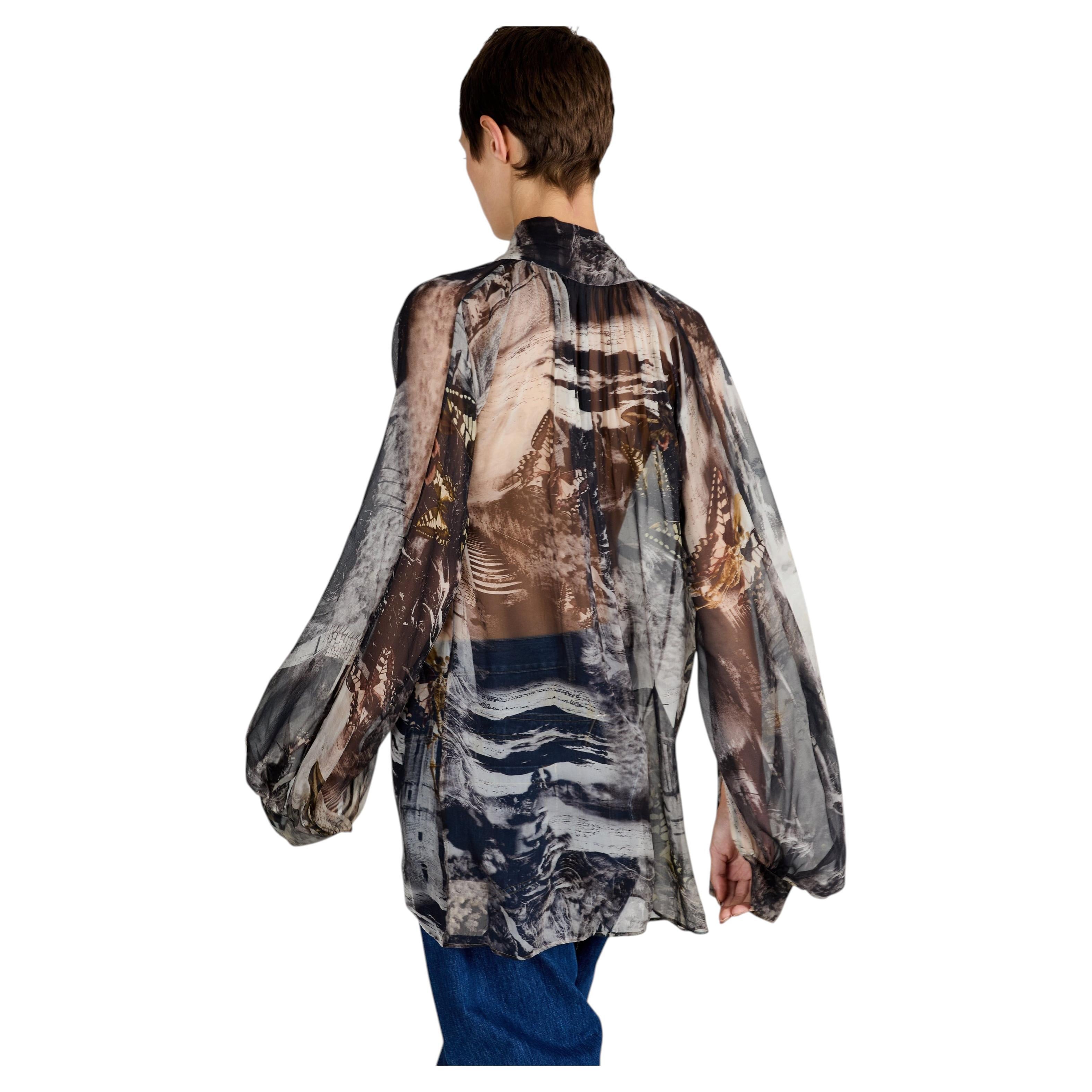 Vintage Alexander McQueen A/W 2006 Printed Blouse For Sale