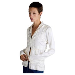 Vintage 2002 Yves Saint Laurent Ivory Silk Hooded Zip Blouse