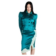 Vintage Yves Saint Laurent F/W 2004 Teal Silk Set