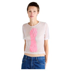 Vintage 1990's Vivienne Westwood Pink " Fist Solidarity" Mesh T-shirt