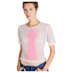 Vintage 1990's Vivienne Westwood Pink " Fist Solidarity" Mesh T-shirt