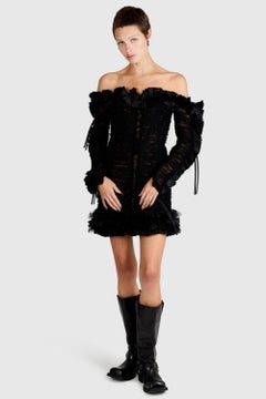 Roberto Cavalli S/S 2016 Runway Gothic Frill Details Lace Mini Dress