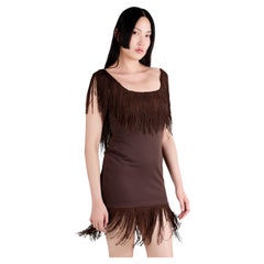 Vintage 1992 S/S Ozbek Brown Fringed Dress