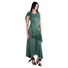 Vintage Yohji Yamamoto S/S 2005 Green Ruffled Voile Dress