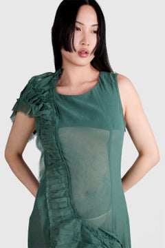 Vintage Yohji Yamamoto S/S 2005 Green Ruffled Voile Dress