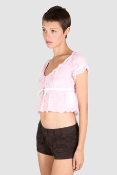 Vintage Anna Sui Pink Milkmaid Crop Top