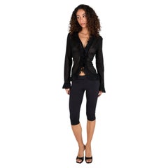 Alexander McQueen 2007 Black Ruffle Cotton Blouse