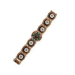 Fabulous Austro Hungarian Enamel, Onyx and Glass Cabochon Bracelet 3