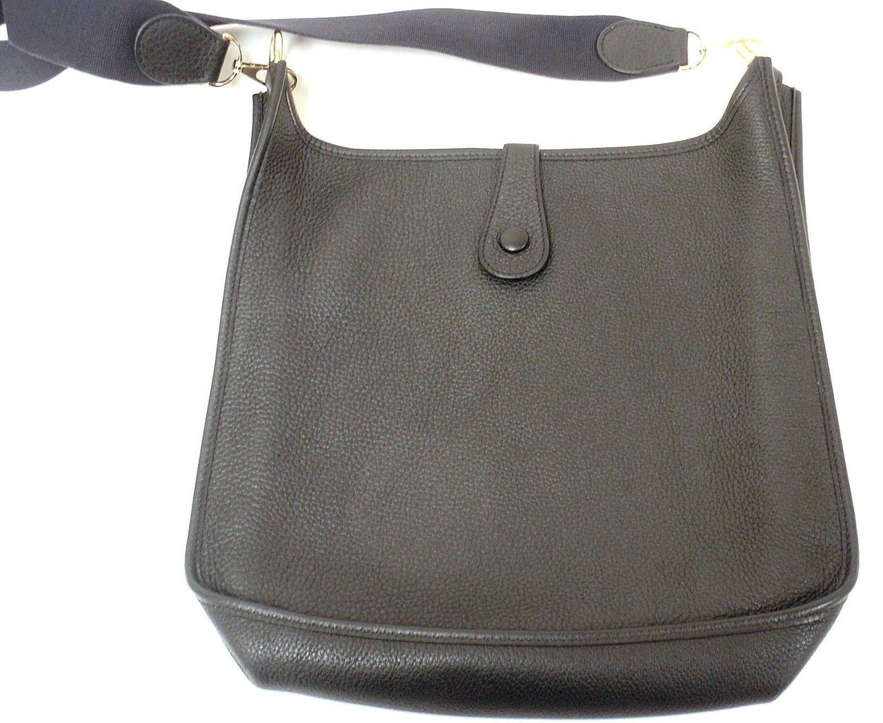 HERMES Evelyne GM Black Clemence Leather GHW Shoulder Bag, 2003 1