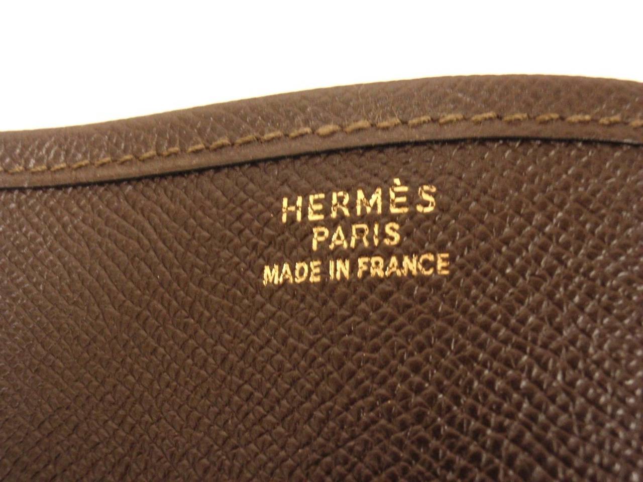 HERMES Evelyne GM Brown Epsom Leather GHW Shoulder Bag, 2001 2