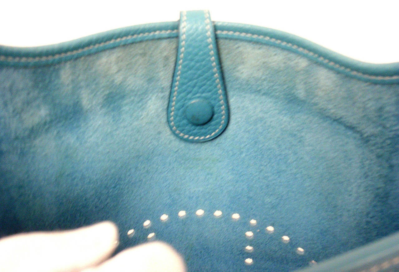 HERMES Evelyne PM Blue Jean Togo Leather GHW Shoulder Bag, 2004 4