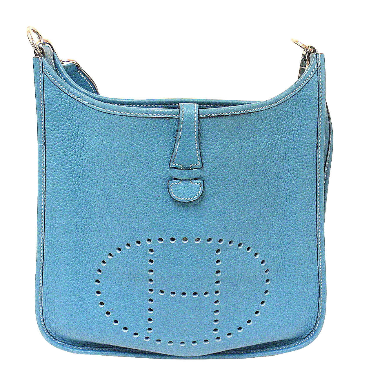 HERMES Evelyne PM Blue Jean Togo Leather GHW Shoulder Bag, 2004