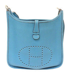 HERMES Evelyne PM Blue Jean Togo Leather GHW Shoulder Bag, 2004