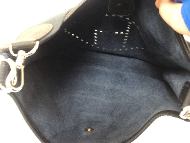 Hermes Evelyne GM black with navy interior Clemence leather ...  