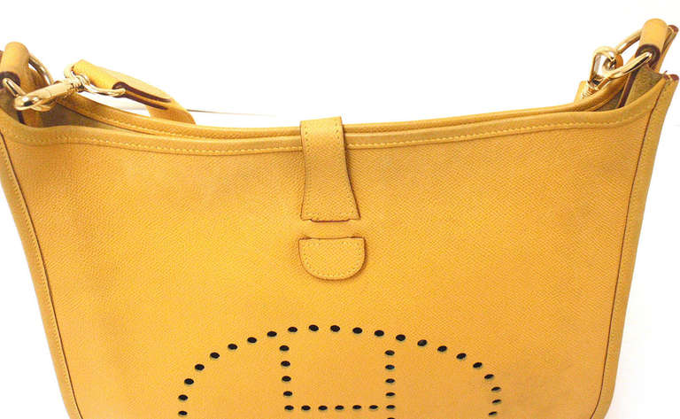 Orange Hermes Evelyne GM sunny-yellow Ardenes leather GHW shoulder bag, 1998