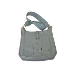 HERMES Evelyne PM gray-blue togo leather SHW shoulder bag, 2012