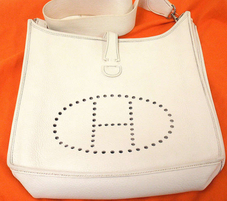 Hermes Evelyne GM white Clemence leather shoulder bag, 2003