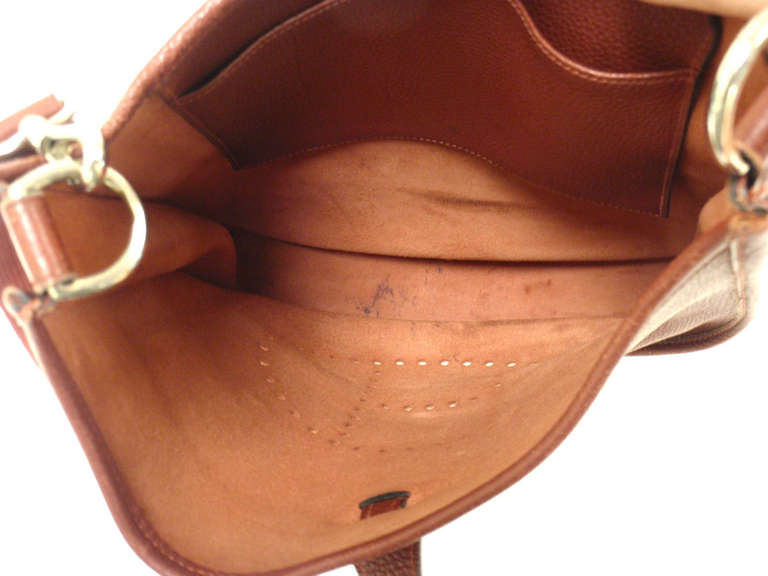 Women's or Men's Hermes Evelyne PM burgundy wine leather SHW shoulder bag, 2001 For Sale