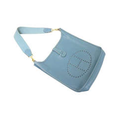 Hermes Evelyne GM blue jean Epsom leather GHW bag, 1998 short strap