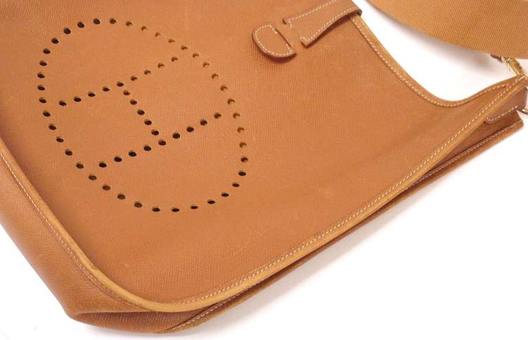 Hermes Evelyne GM natural tan Epsom leather shoulder bag, 1996 OK condition