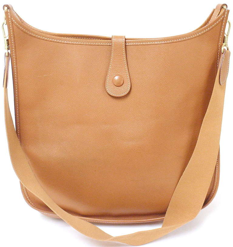 Hermes Evelyne GM brown Epsom leather GHW shoulder bag, year 2000 In Good Condition In Holland, PA