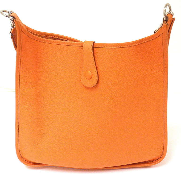 Women's or Men's Hermes Evelyne GM orange Clemence leather SHW shoulder bag, 2002