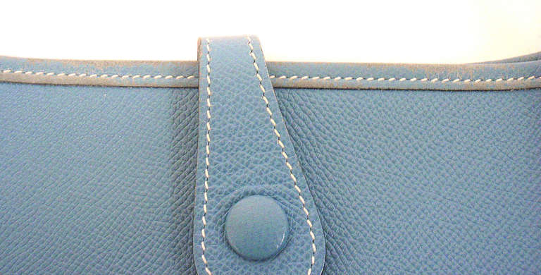 Women's or Men's Hermes Evelyne PM blue jean Epsom leather SHW shoulder bag, 2005
