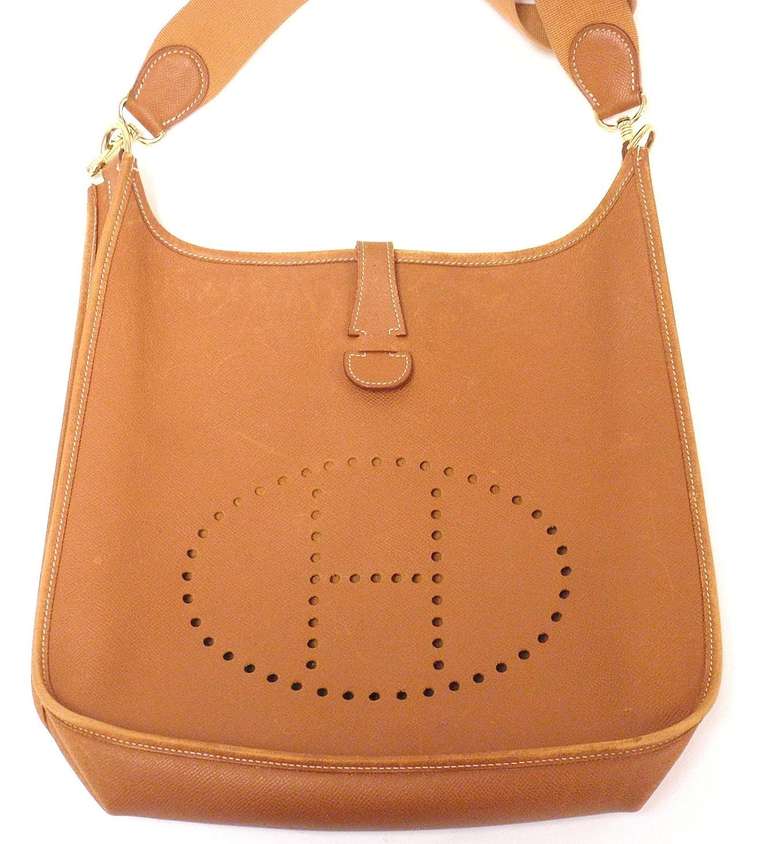 Hermes Evelyne GM natural tan Epsom leather shoulder bag, 1996 OK condition 1
