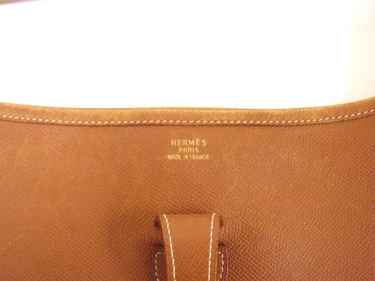 Hermes Evelyne GM natural tan Epsom leather shoulder bag, 1996 OK condition 2