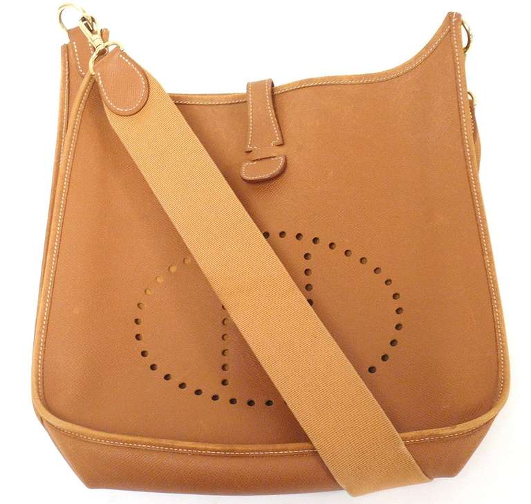 Hermes Evelyne GM natural tan Epsom leather shoulder bag, 1996 OK condition 4