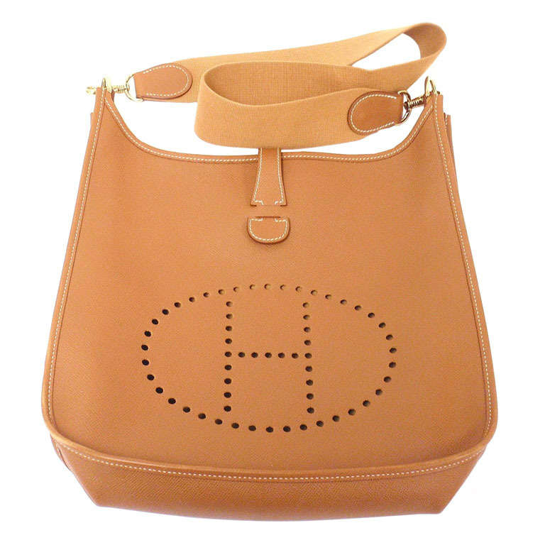 Hermes Evelyne GM natural Tan Epson leather GHW shoulder bag, 1997 ...  