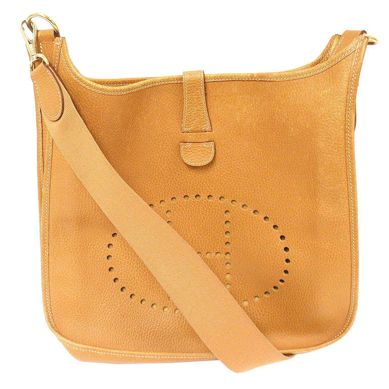 Hermes Evelyne GM gold Clemence leather GHW shoulder bag, 1998 For Sale