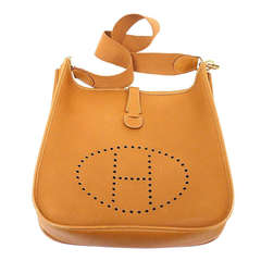 Vintage Hermes Evelyne GM gold Clemence leather GHW shoulder bag, 1997