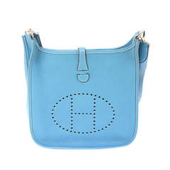 Hermes Evelyne PM blue jean Clemence leather SHW shoulder bag, 2005