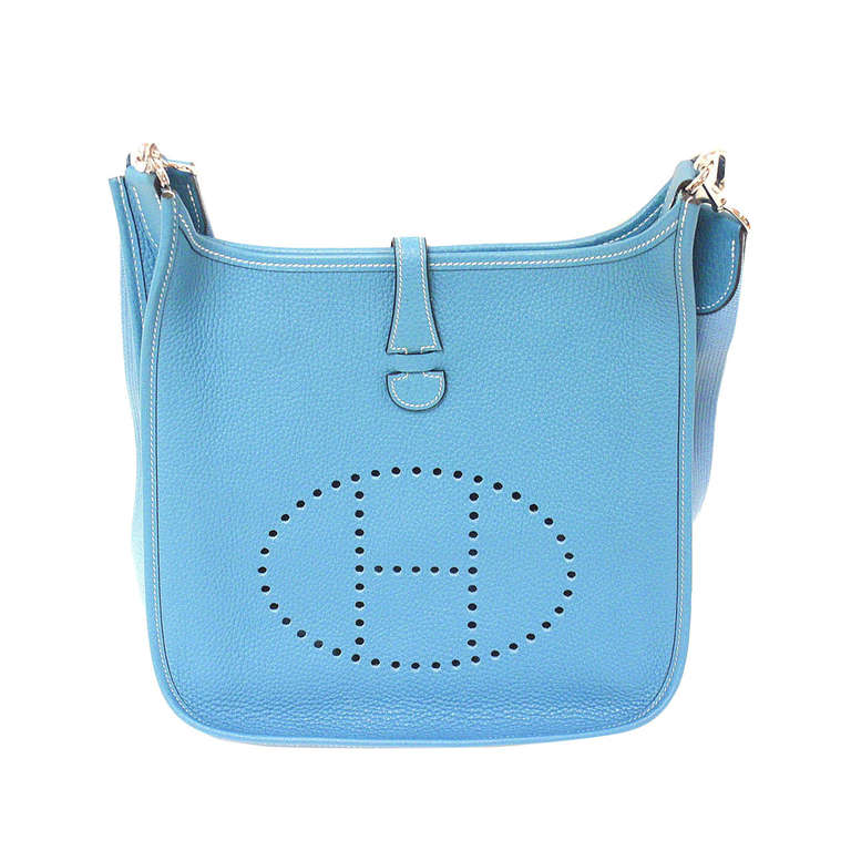 Hermes Evelyne PM blue jean Clemence leather SHW shoulder bag, 2005