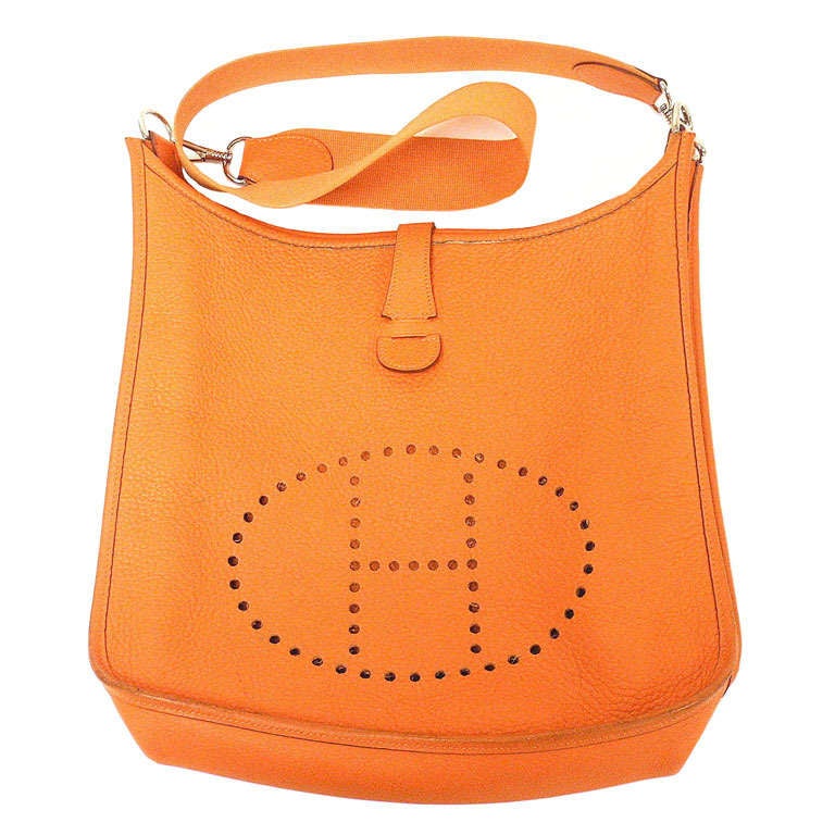 Hermes Evelyne GM orange Clemence leather SHW shoulder bag, 2002