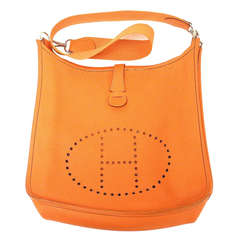 Sac à bandoulière Hermès Evelyne GM orange Clemence en cuir SHW:: 2002