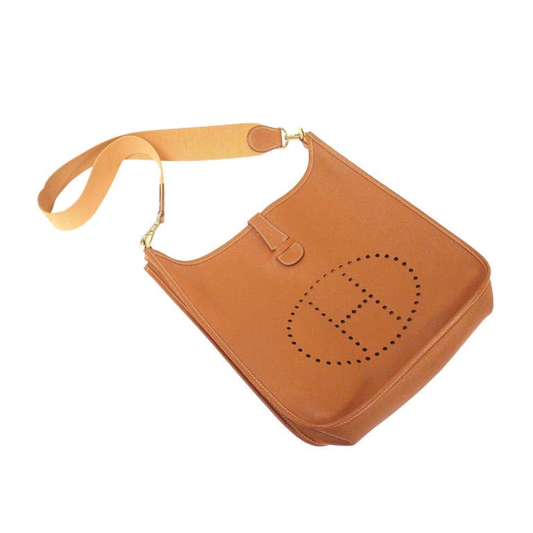 Hermes Evelyne GM natural tan Epsom leather shoulder bag, 1995