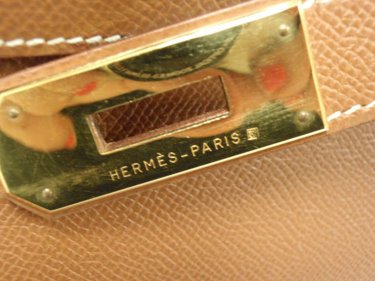 HERMES KELLY 40cm Natural Epsom Gold Hardware Strap Handbag, Year 1996 1