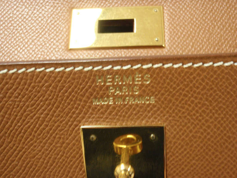 HERMES KELLY 40cm Natural Epsom Gold Hardware Strap Handbag, Year 1996 4