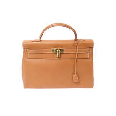 HERMES KELLY 40cm Natural Epsom Gold Hardware Strap Handbag, Year 1996